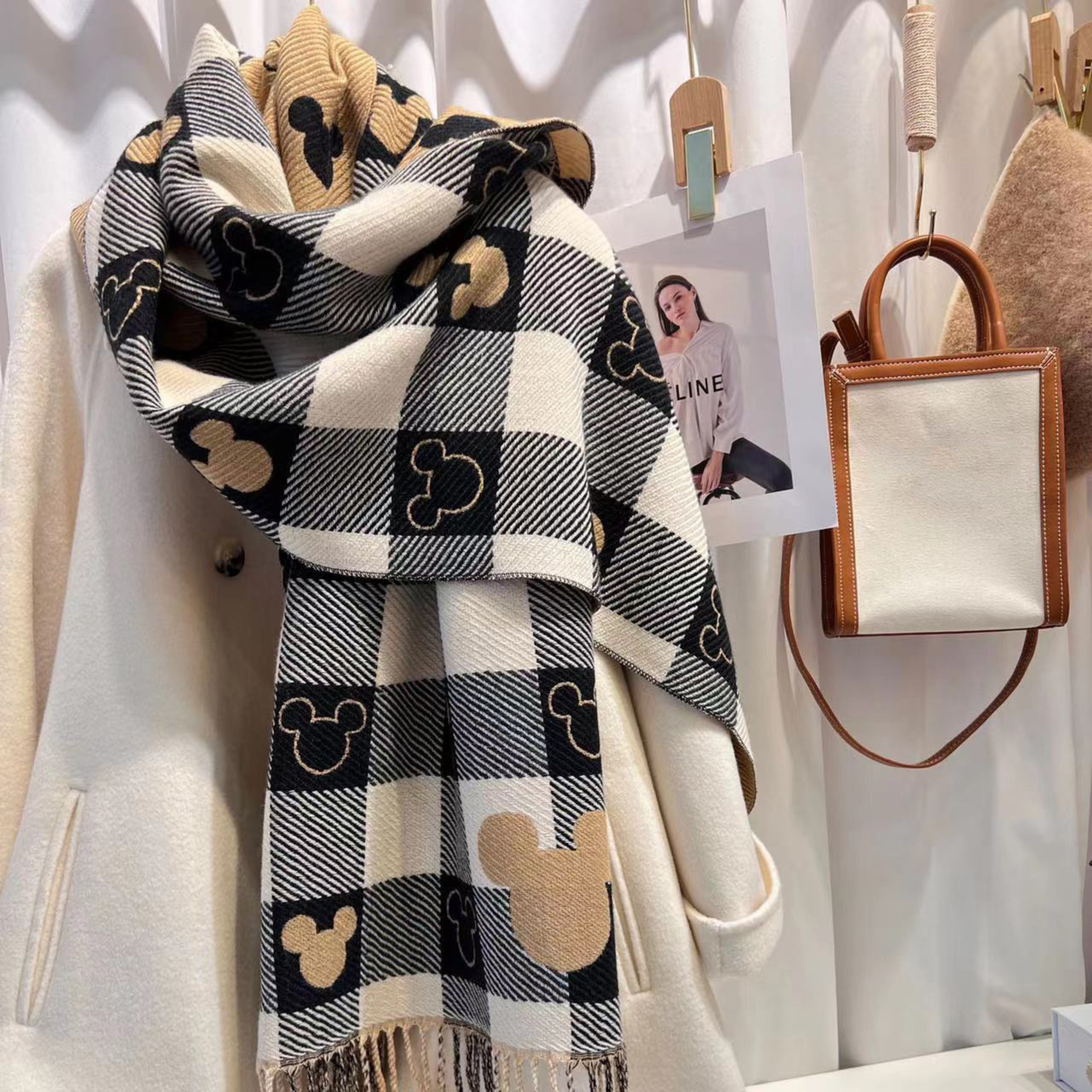Comfy Plaid Tassel Scarf