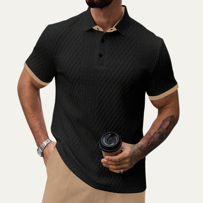 Cedarcrest Park Men's Textured Polo Shirt Contrast Collar