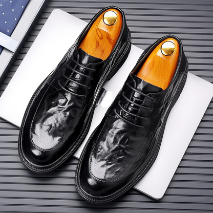 Men's Leather Oxford Shoes Classic Elegant Brown - VibreMode