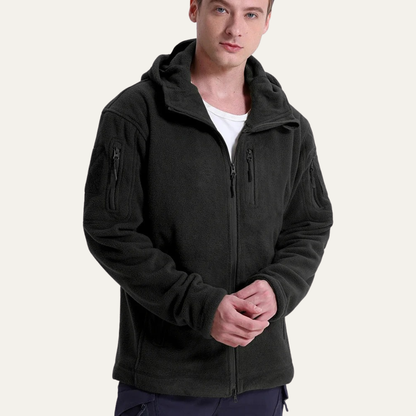 Men's Tactical Fleece Jacket Hooded Multi Pockets