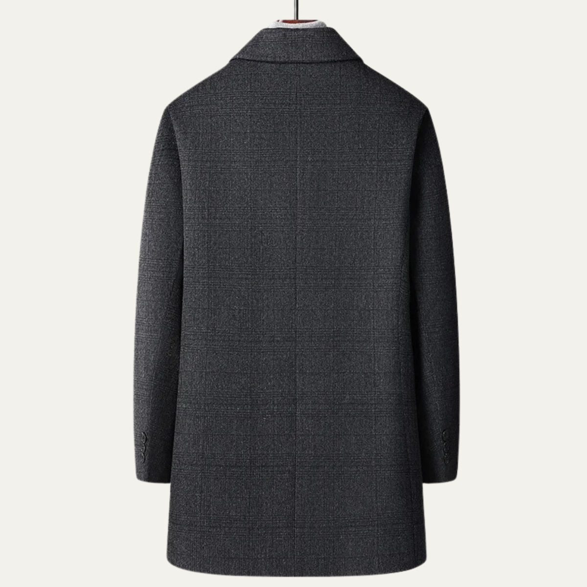 Men's Wool Trench Coat Mid Length Plaid