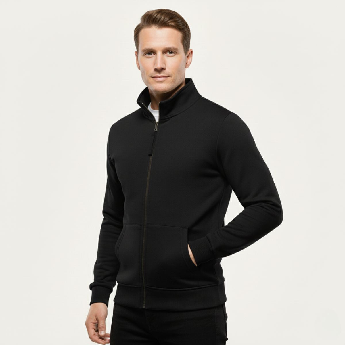Men's Cotton Zip Jacket with Pockets