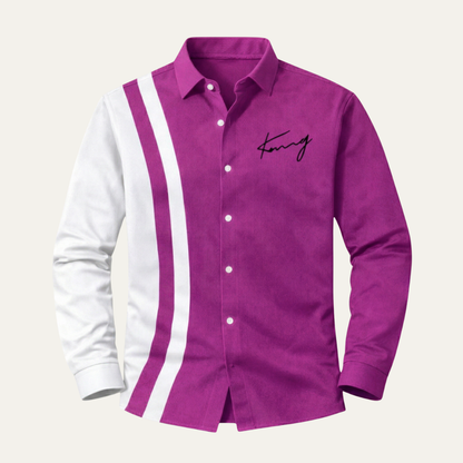 Men's Color Block Striped Dress Shirt