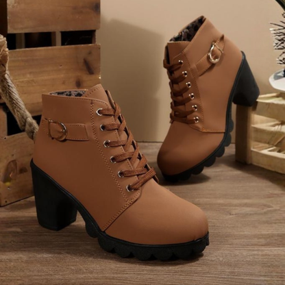 Trendy Lace Up High Heel Ankle Boots