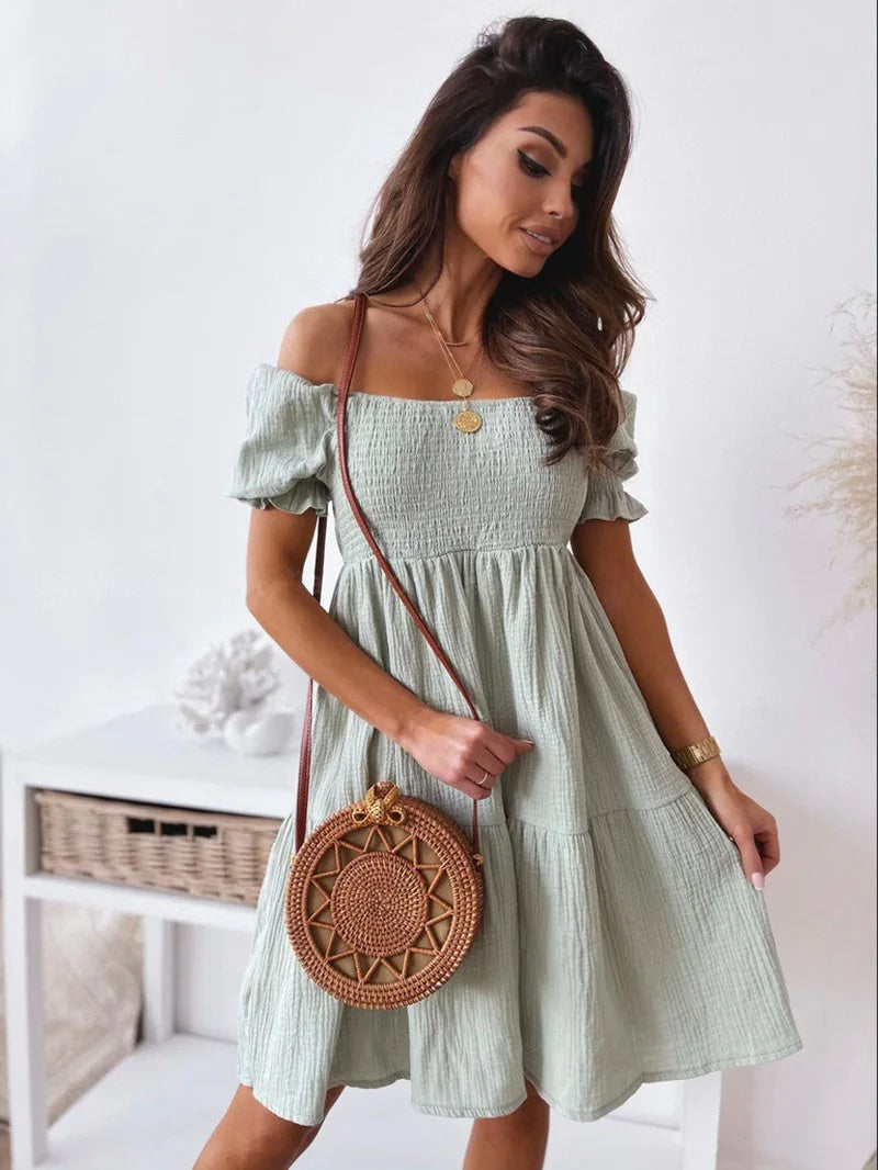 Women's One-Shoulder Mini Dress Summer