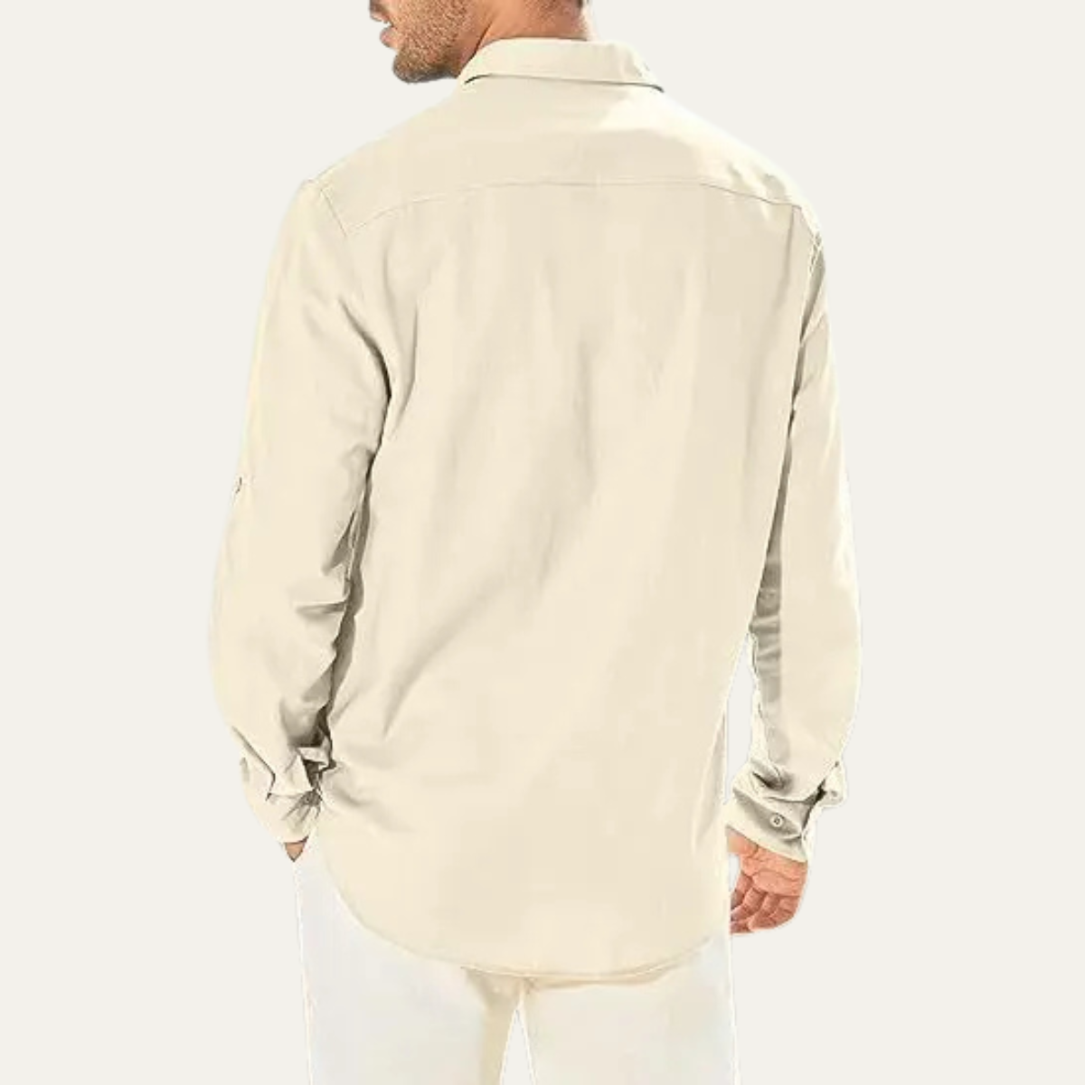 Riccione Men's Cotton Linen Cargo Shirt Double Pocket