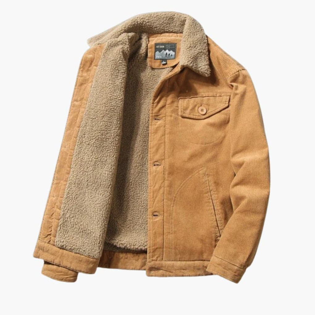 Men's Corduroy Jacket Sherpa Lining Button Closure