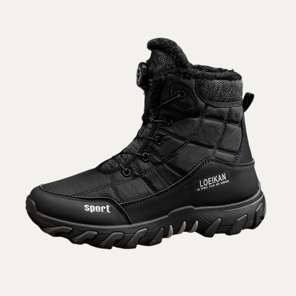 Men's Insulated Snow Boots Plush Lined Waterproof Black - VibreMode