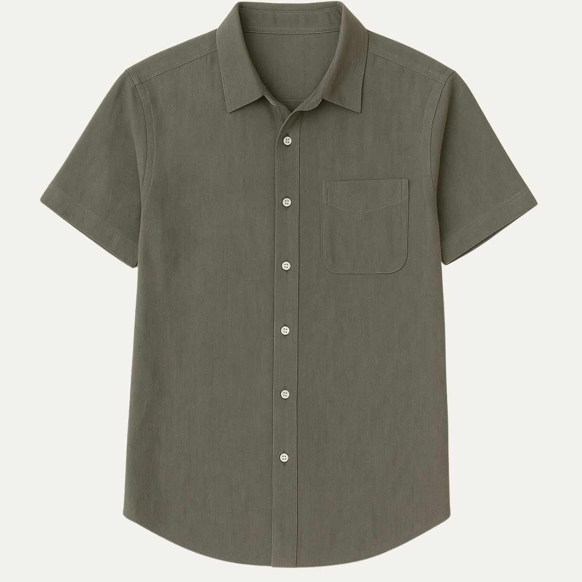 Men's Linen Short-Sleeve White Shirt - VibreMode