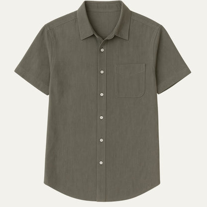 Men's Linen Short-Sleeve White Shirt - VibreMode