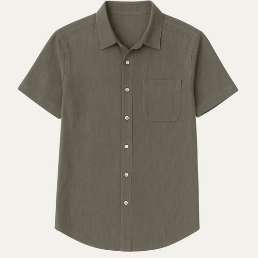 Men's Linen Short-Sleeve White Shirt - VibreMode