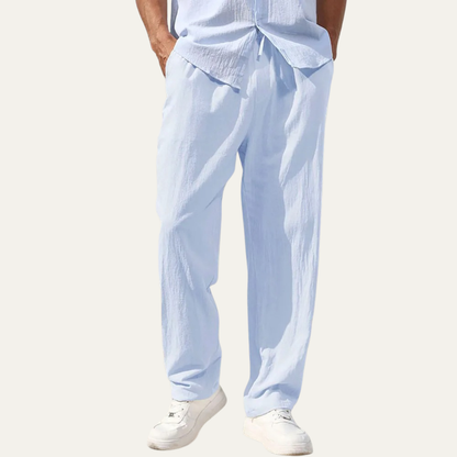 Men's Linen Straight Leg Pants Lightweight Beige
