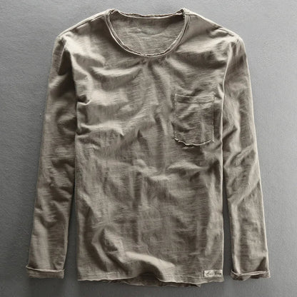 Cotton Long Sleeve Crew Neck Shirt - VibreMode