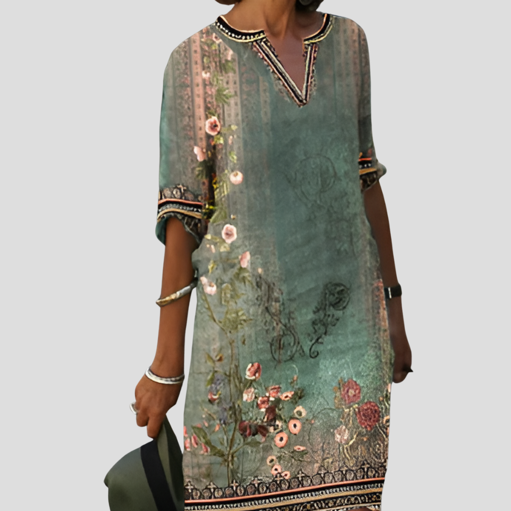 Women's Boho Floral Ruffle Dress
