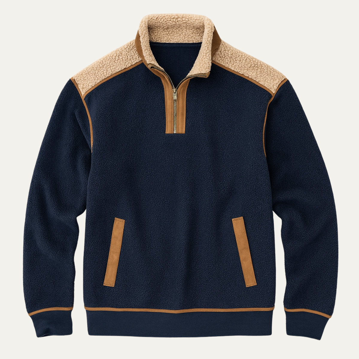 Men's Colorblock Half Zip Fleece Sweater - VibreMode