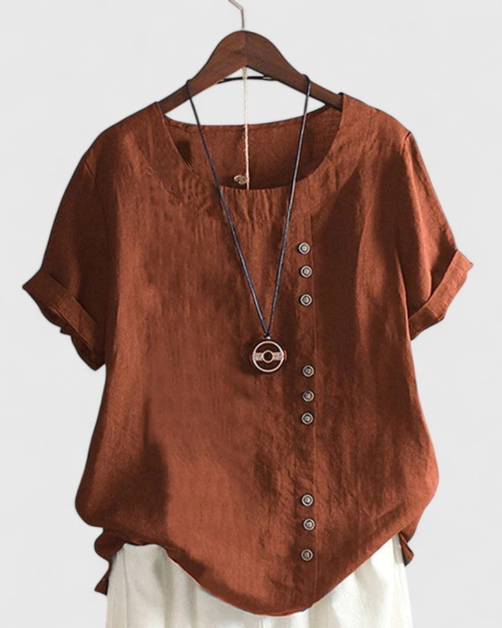 Chic Off-Center Button Top
