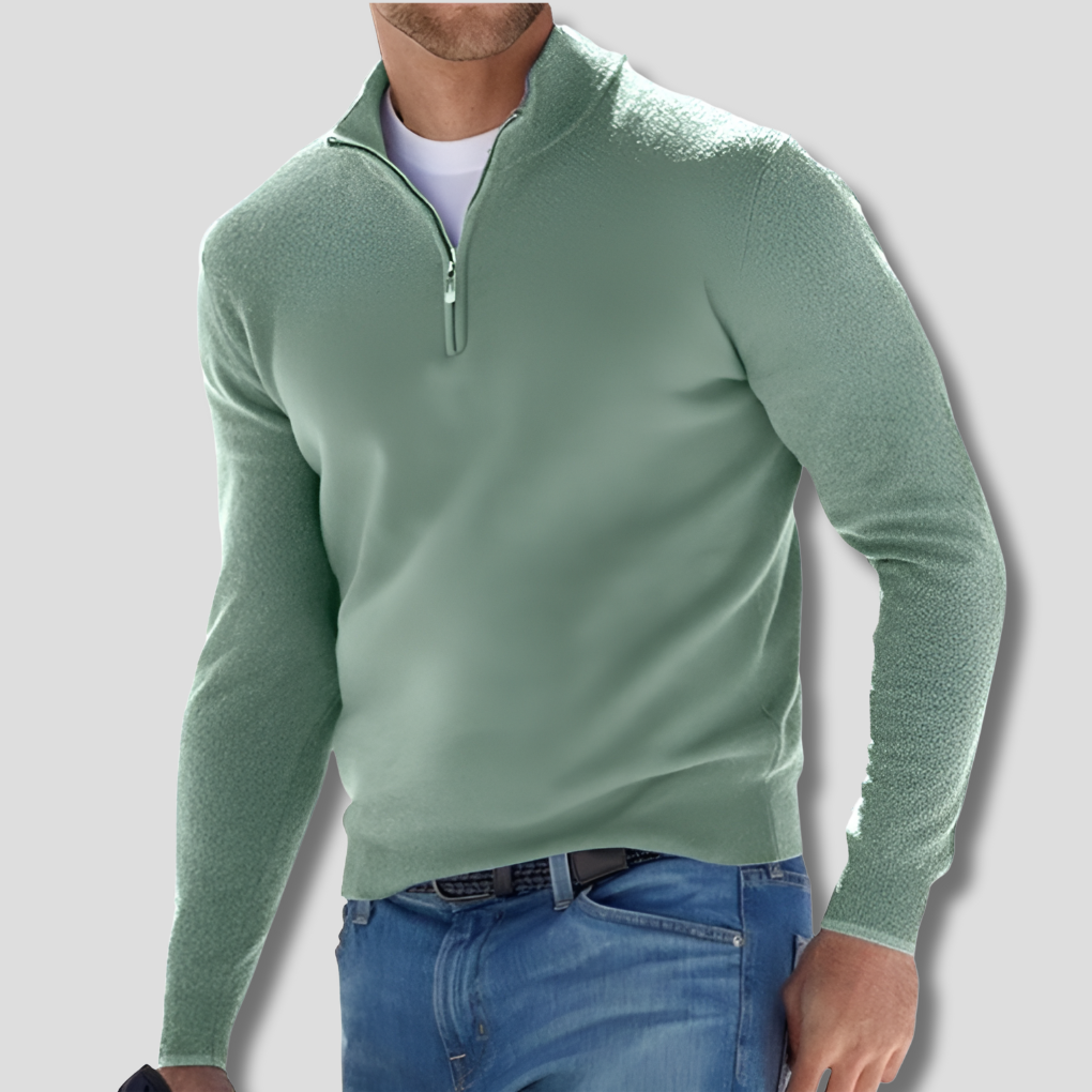 Men's Cotton Knit Zipper Pullover Sweater