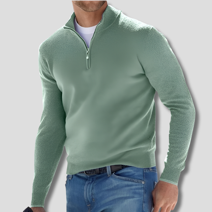 Men's Cotton Knit Zipper Pullover Sweater