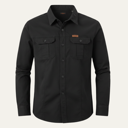 Men's Soft Cargo Shirt Multi Pocket Solid Color