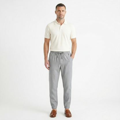 Men's Linen Jogger Pants Lightweight Beige