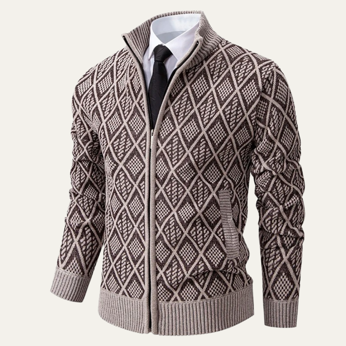 Men's Diamond Pattern Knit Jacket