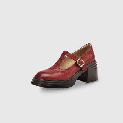 Women's Block Heel Mary Jane Shoes Round Toe Strap