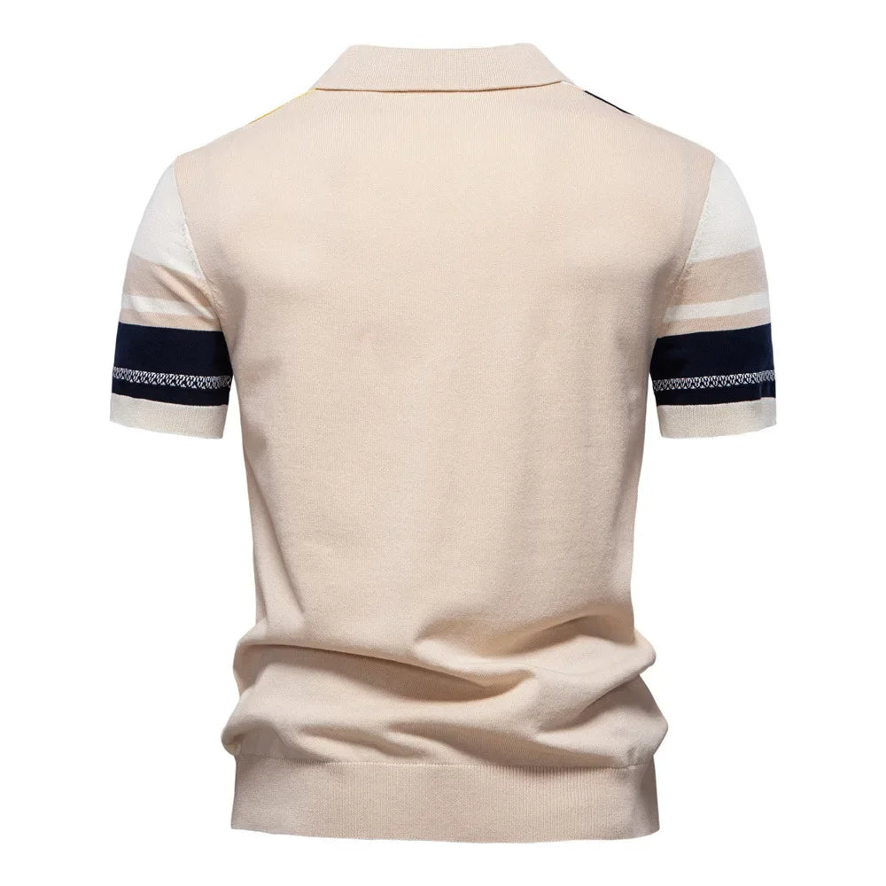 Varenna Men's Contrast Knit Polo Shirt