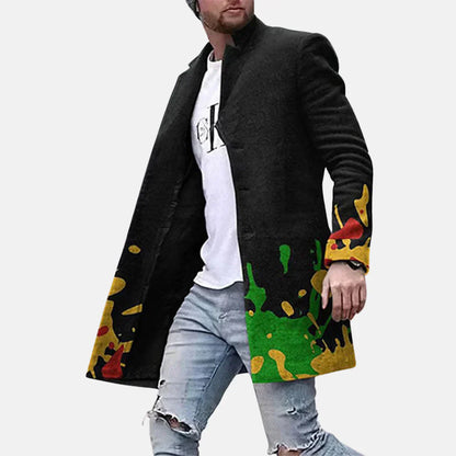 Men's Casual Adjustable Jacket Street Print Coat