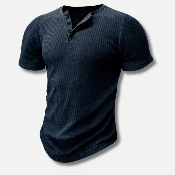 Men's Slim Fit Henley Shirt Button Front Cotton