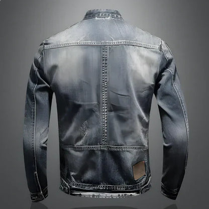 Men's Retro Denim Jacket Rugged Comfortable Blue