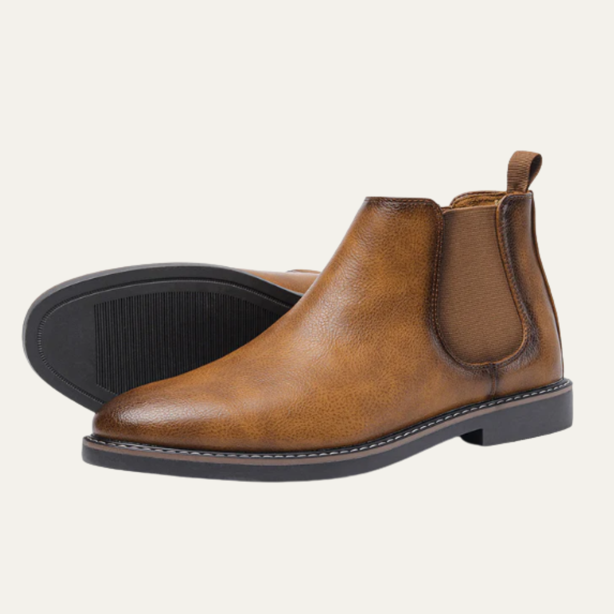 Men's Leather Ankle Boots Slip On Black - VibreMode