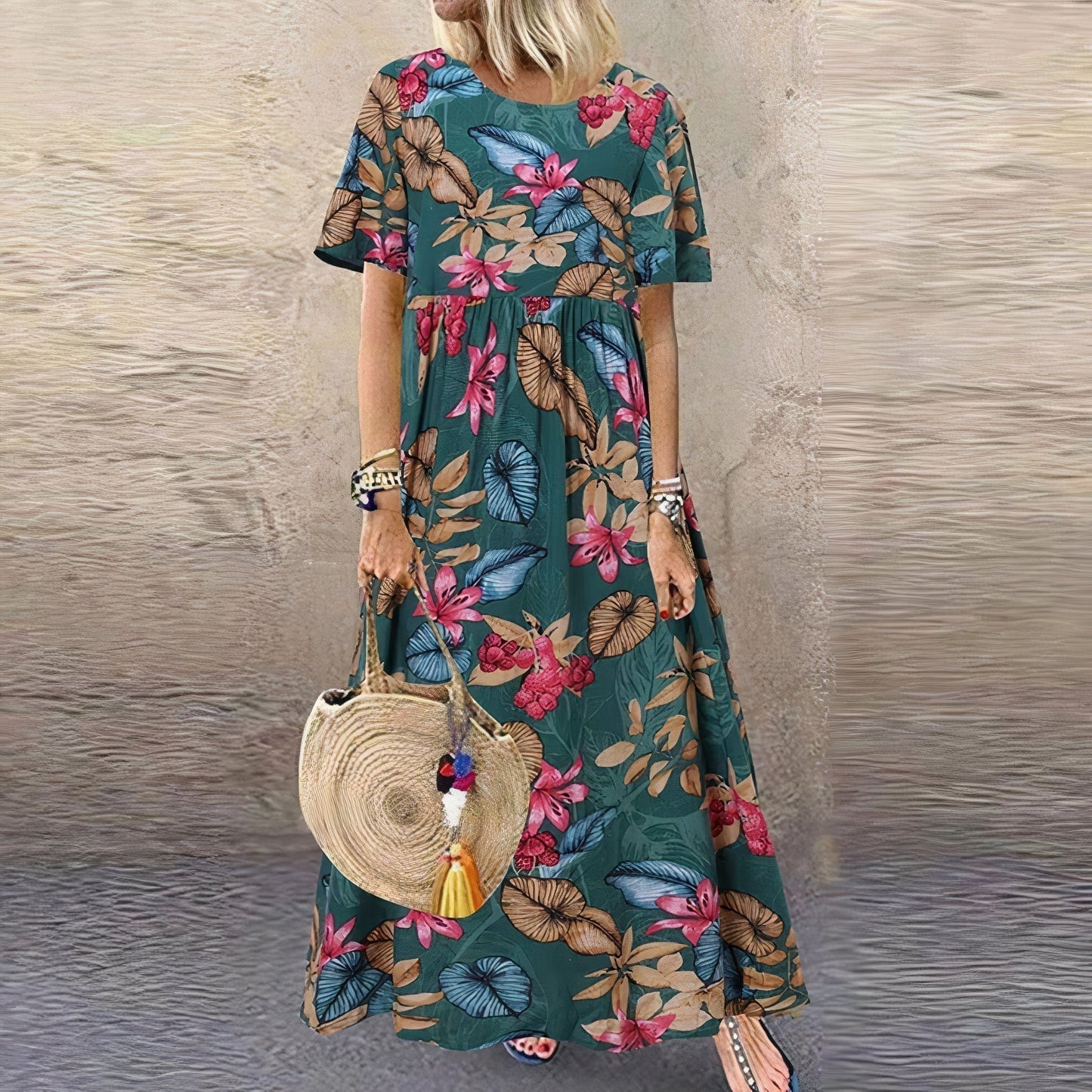 Beautiful Floral Chiffon Maxi Dress for Women