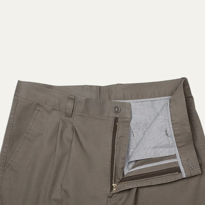 Men's Double Pleated High Waist Straight Leg Pants
