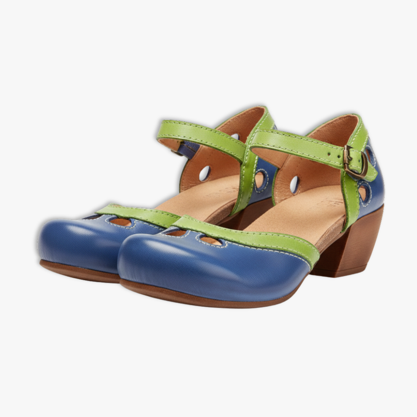 Vintage Style Low Heel Cutout Women's Sandals