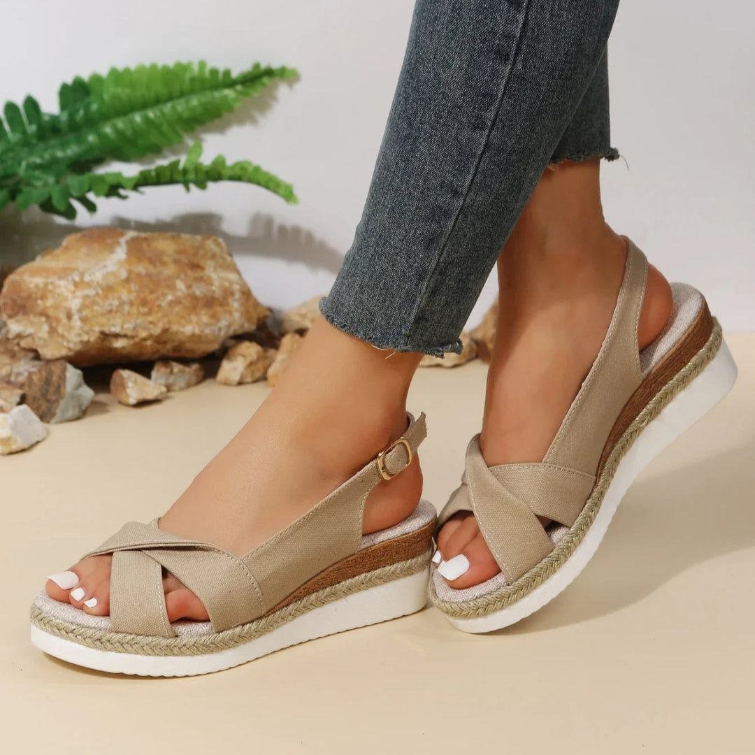Women's Open-Toe Wedge Sandals Comfortable Elevated Heel - VibreMode