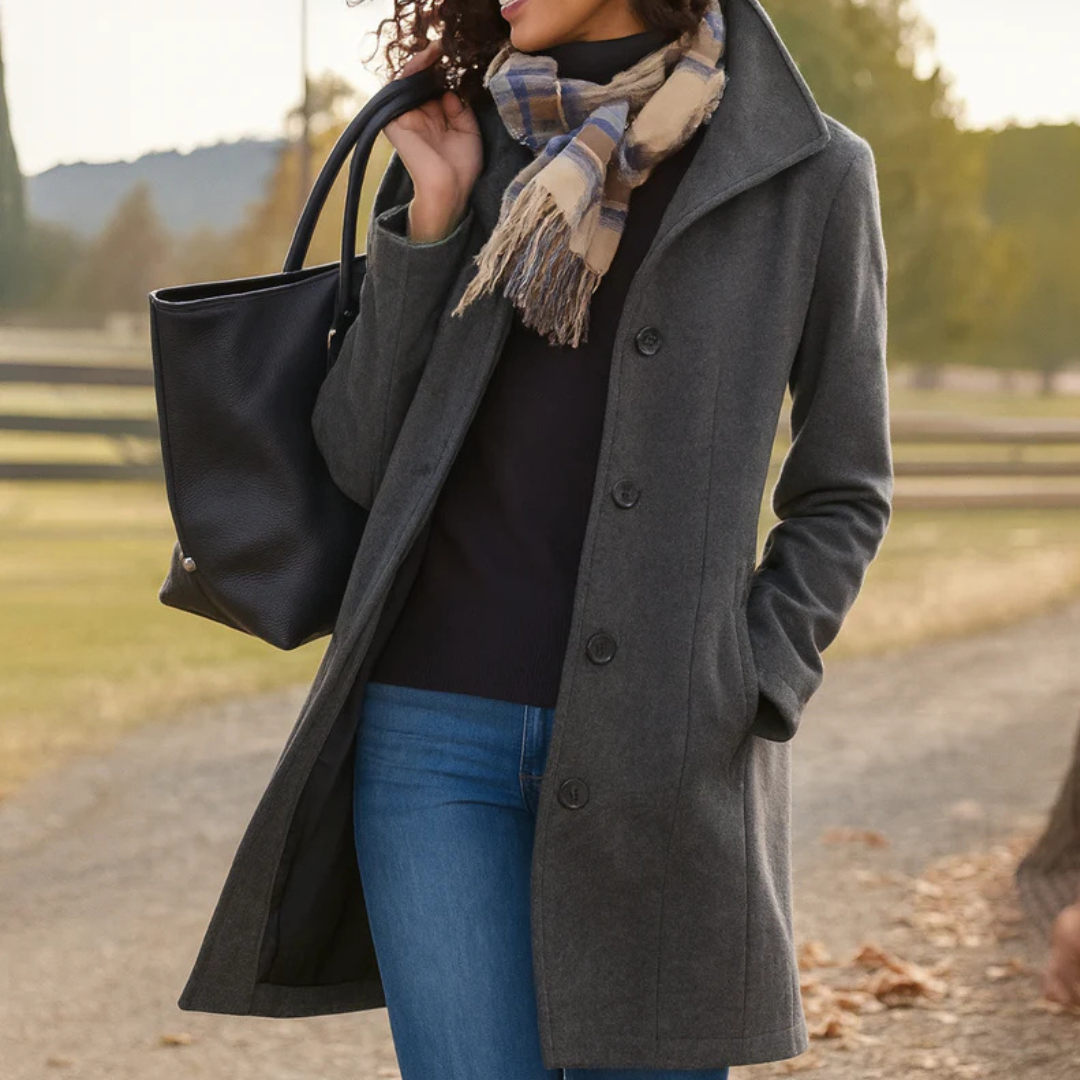 Women's Classic Winter Coat Button Front