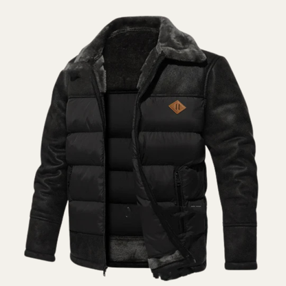Men's Quilted Faux Leather Jacket Black