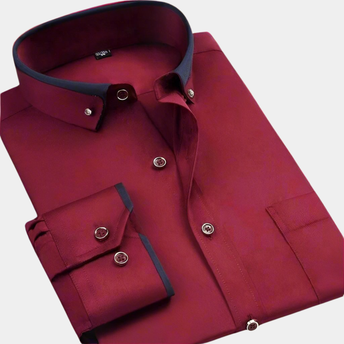 Men's Long Sleeve Button Front Shirt Contrast Collar