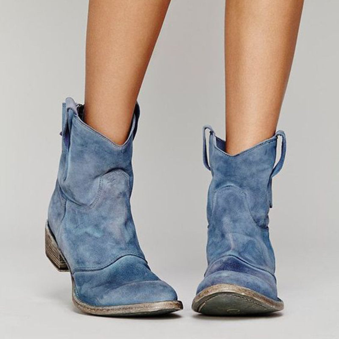 Stylish Leather Low Heel Boots