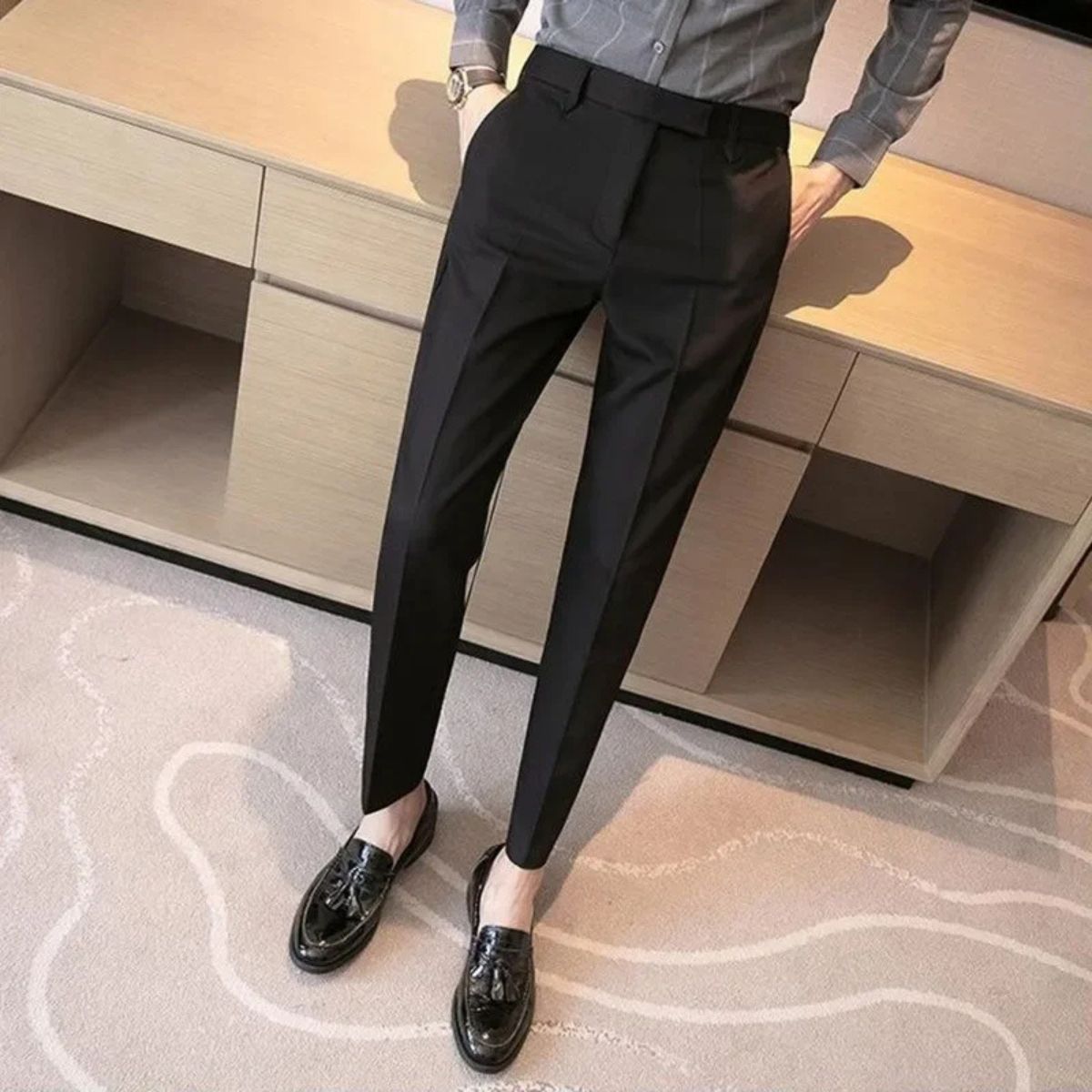 Men's Elegant Business Pants Silicone Coated Black
