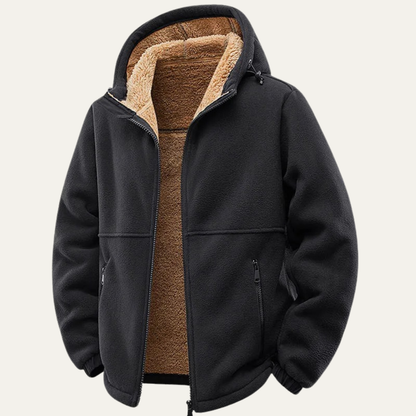 Men's Soft Shell Hooded Jacket Fleece Lined Thick Winter