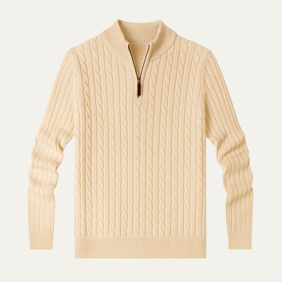 Wells Men's Cable Knit Quarter Zip Sweater