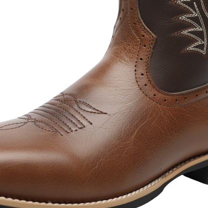 Rugged Mens Cowboy Boots with Embroidery Detail
