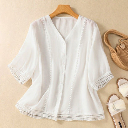 Breathable Cotton Blend Women's Top