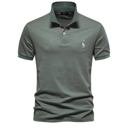 Cotton Polo Shirt Embroidered Deer Design