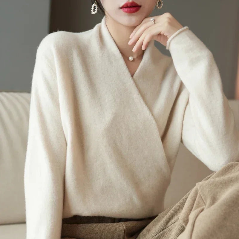 Women's Wrap Pullover V-Neck Relaxed Fit