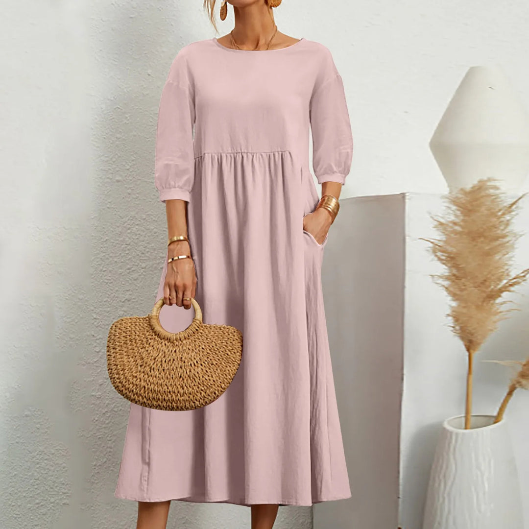 Women's Midi Patchwork Dress Casual Comfortable