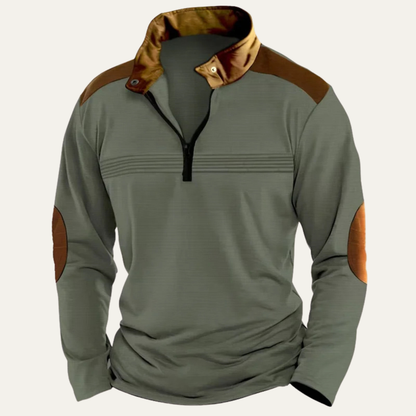 Men's Retro Half Zip Sweater Contrast Collar
