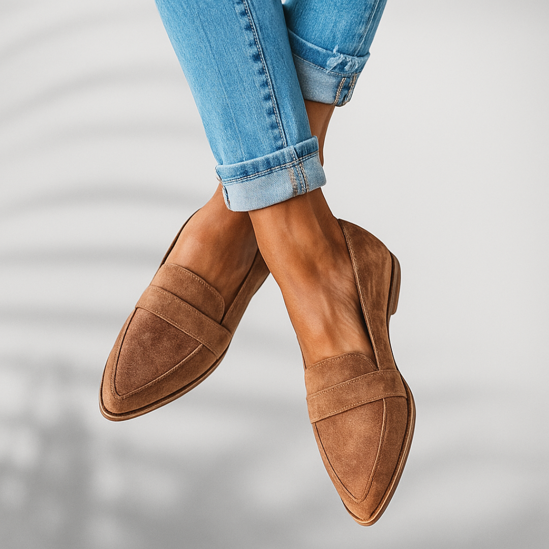 Women's Pointed Loafers Strap Detail