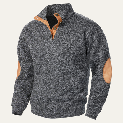 Men's Fleece Sweater Suede Elbow Patches